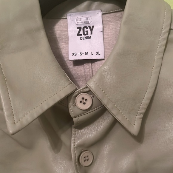 EUC Vegan Leather Mini Shirt Dress - Picture 6 of 8